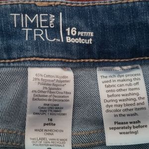 Time and Tru 16 petite boot cut jeans